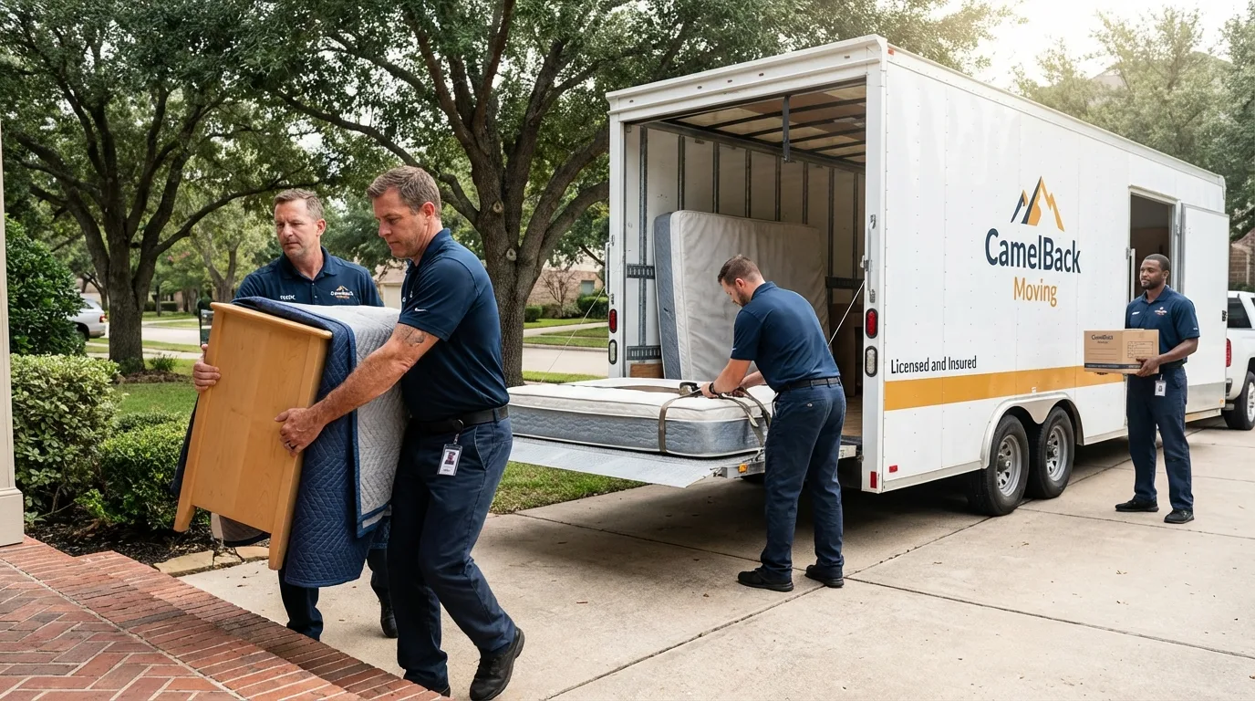 Crew loading residential truck for cross-state move from Aurora, MO