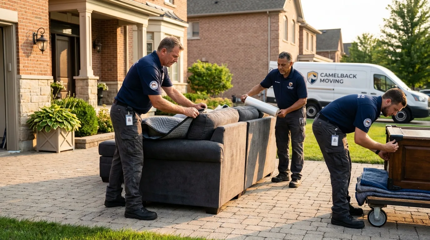 Large estate moving crew wrapping furniture in Aurora, MO
